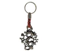 Claro Schmuck Llavero de metal de 2 mm de grosor, correa de piel sintética, longitud total: 9 cm - 11 cm aprox, Dragón estilizado, Talla única