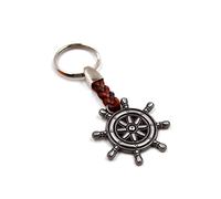 ClaroSchmuck Llavero de metal de 2 mm de grosor, correa de piel sintética, longitud total: 9 cm - 11 cm aprox, Rueda de dirección, Talla única