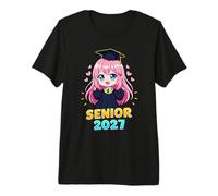 Clase De 2027 Chica Anime Escuela Universidad Graduación Mem Camiseta Premium