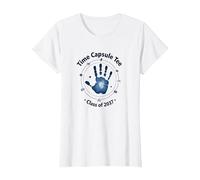 Clase de 2037 Grow with Me Handprint Time Capsule Camiseta, Mujer, Blanco, L
