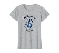 Clase de 2037 Grow with Me Handprint Time Capsule Camiseta, Mujer, Gris Jaspeado, XL