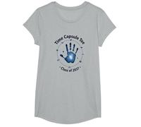 Clase de 2037 Grow with Me Handprint Time Capsule Camiseta, Niñas, Gris Jaspeado, Pequeña