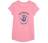Clase de 2037 Grow with Me Handprint Time Capsule Camiseta, Niñas, Rosado, L