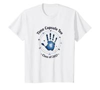 Clase de 2037 Grow with Me Handprint Time Capsule Camiseta, Niños, Blanco, 2 años