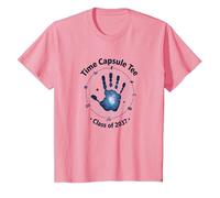 Clase de 2037 Grow with Me Handprint Time Capsule Camiseta, Niños, Rosado, 6 años
