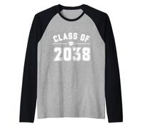 Clase de 2038 Graduación Grow with Me Primer Día de Escuela Camiseta Manga Raglan