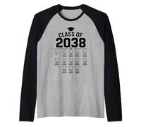 Clase de 2038 Grow with Me Espacio para Huellas de Manos K-12 Senior Camiseta Manga Raglan