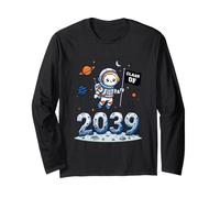 Clase de 2039 Pre-K Grow with Me Cat Astronaut Manga Larga