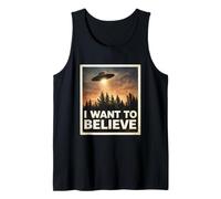 Clásica Ciencia ficción I Want To Believe UFO Extraterrestre Spacecraft Art Camiseta sin Mangas