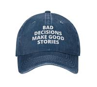 Clásica Gorras Hip Hop Las Malas Decisiones Crean Buenas Historias Sombrero Sol Cómoda Gorra para la Cabeza para Motociclet Golf Pesca