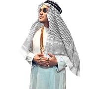 Clásico Árabe Shemagh Musulmán Kufiya Pañuelo en la Cabeza Oriente Medio Dubai Hijab Pañuelo de Cabeza Musulmán Islámico Turbante Sheikh Hombre Disfraz Bandana Bufandas Saudita Tocado, O negro., Talla