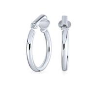 Clásico Básico Simple Tubo Pulido Ligero Clip En Pendientesde Aro Para Mujeres No Pierced Orejas .925 Plata De Ley .75 Diámetro