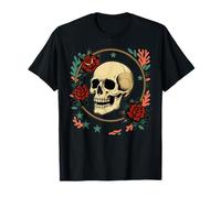 Clásico Cráneo Tatuaje Arte Floral Marco Vintage Simbó Camiseta