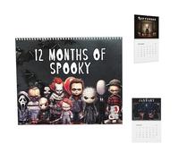 Clásico De Películas De Terror 2025 Calendario, 12 Meses De Espeluznante Pared Colgante Calendario, Calendario Mensual De Pared Con La Ilustración Asesino De Miedo Para Amante Del Cine