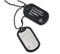 Clásico Dos Piezas Militar Ejército Dog Tag con Silicona Negro, Collar con Colgante de Hombre, Bola Cadena 70CM