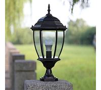 Clásico E27 Columna Luz Valla Patio Césped Lámpara Europea Exterior Impermeable IP54 Pared Exterior Pilar Linterna Jardín Paisaje Iluminación Aire Libre Aluminio Fundido a presión Poste Bolardo