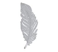 Clásico Elegante Estilo Tradicional De La Vendimia Grande Micro Pave Cz Abanico De Plumas De Hojas Broche Broche Y Colgante 2 En 1 Para La Mujer De Plata Chapada En Rodio De Latón