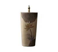 Clásico Lavabo de pedestal for exterior con grifo y desagüe, de cerámica for jardín. Práctico