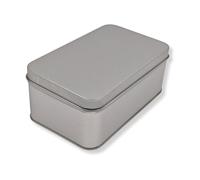 Clásico minitapa en blanco para galletas, caramelos, especias, minilata para pequeños utensilios, volumen aprox. 0,67 l, dimensiones 14,0 x 8,7 x 5,5 cm (largo x ancho x alto)