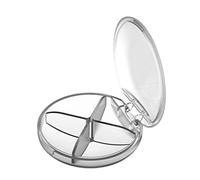 Clásico organizador de almacenamiento portátil transparente con tapa, 4 rejillas, bonito pastillero para anillos, pulseras, collares, estuches de almacenamiento