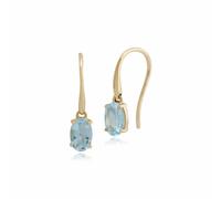 Clásico Ovalado Aguamarina Engaste Gota Pendientes En 9ct Oro Amarillo
