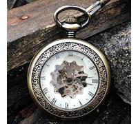 Clásico Retro Clamshell Función Lupa Cubierta Abierta Reloj Hombre Reloj de Bolsillo Mecánico Palabra Romana Acción de Gracias Femenino Decoración Regalo para Padre Reloj de Bolsillo