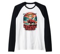 Clásico Retro Vintage Parque Nacional Yellowstone Camiseta Manga Raglan