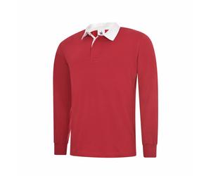 Clásico Rugby Camisa Uneek Manga Larga Llano SPORTS Unisex Camiseta Ocasional