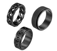 Clásico Simple Nudo Celta Anillo de la Eternidad, Anillo de Acero Inoxidable Vikingo, Turnable Anillo Resistente a la Ansiedad, Adecuado para Regalos de Amistad, Compromisos, 3 Combinaciones,#11(64mm)