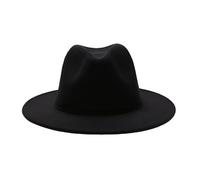 Clásico Sombrero de Jazz Negro Fedora de Fieltro de Lana - Elegante Ala Ancha Pastel de Cerdo para Invierno - Para Hombres y Mujeres