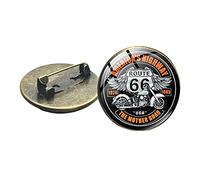 Clásico US Route 66 Broche Joyería Arte Foto Cristal Cúpula Cabujón Pines de Solapa Broches Insignias de Resina Regalos para Hombres Mujeres