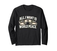 Clásico Vintage All I Want Is World Peace Motivational Love Manga Larga