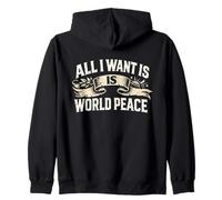 Clásico Vintage All I Want Is World Peace Motivational Love Sudadera con Capucha