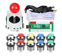 Clásicos Arcade DIY Kits USB Encoder para PC Joystick + 8 maneras Stick + Chrome plateado LED pulsador iluminado 1 Player & Coin Buttons para Arcade Mame Raspberry Pi 2 3 3B Games