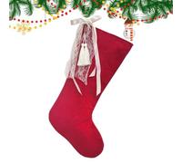 Clásicos Calcetines Navideños Calcetín Decorativo Tradicional Rojo Con