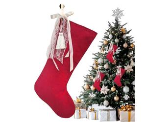 Clásicos Calcetines Navideños Calcetín Decorativo Tradicional Rojo Con