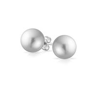 Clásicos Y Elegantes Aretes De Perlas Simuladas De Color Gris Claro Para Mujeres Adolescentes Plata Esterlina .925 De 10MM