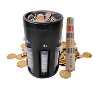 Clasificador Automático de Monedas - Contador con Envoltorios, Almacenamiento en Tubos de Billete | Base Giratoria con Rodillo para Billetes, Organizador Creativo de Dinero, Contador de Monedas Fácil