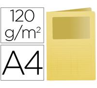 Subcarpeta Cartulina Q-Connect Din A4 Amarilla Con Ventana Transparente 120 G/M2