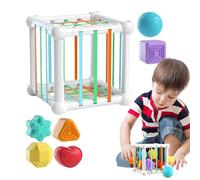 Clasificador de formas para niños pequeños - Juego de dados con bloques sensoriales, bloques de formas multifuncionales, juguetes educativos para las habilidades motoras finas y el desarrollo