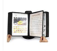 Clasificador de referencia de escritorio, carpeta de exhibición abatible de escritorio, 10 y 20 bolsillos, sistema de referencia de escritorio, base negra, para mostrar documentos de dimensiones A4