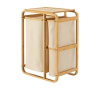 Clasificador de ropa evenes con 3 bolsas/ 38 l + 12 l bambú/poliéster 71 x 50 x 33 cm - beige [en.casa]