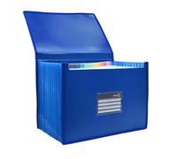 Clasificador Organizador Con 12 Divisiones Con Bordes Reforzados en Nylon con Cierre de Gomas Gran Capacidad, Pestañas e Indicadores Incluidos By Office Box. (Azul)