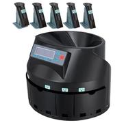 Clasificadora/contadora de monedas USD profesional, eléctrica y automática, con pantalla LED, for escuelas, tiendas bancos (230/300 monedas/min) - Color negro(5 Coin Tubes)