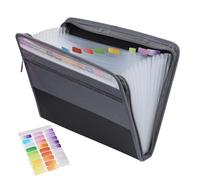 Clasificadores Carpetas de Acordeón, Extensible Carpeta Clasificadora de Cremallera, A4 Carpeta Archivadora Organizador de Archivos con 13 Bolsillos y Etiqueta de Color (Negro)
