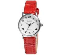 Clasixx Reloj para mujer con correa de piel sintética, color rojo