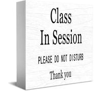 Class In Session Please Do Not Disturb Thank You - Decoración rústica para el hogar, ideas de regalo, letrero de madera, estante de escritorio, decoración de habitación de granja, 12,7 x 12,7 cm
