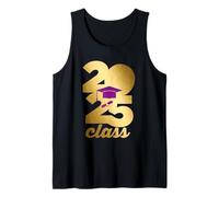 Class of 2025 Golden Graduation Purple Cap Diploma Grad Camiseta sin Mangas