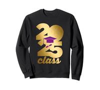 Class of 2025 Golden Graduation Purple Cap Diploma Grad Sudadera