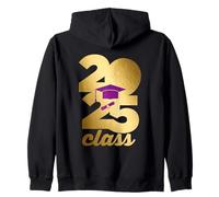 Class of 2025 Golden Graduation Purple Cap Diploma Grad Sudadera con Capucha